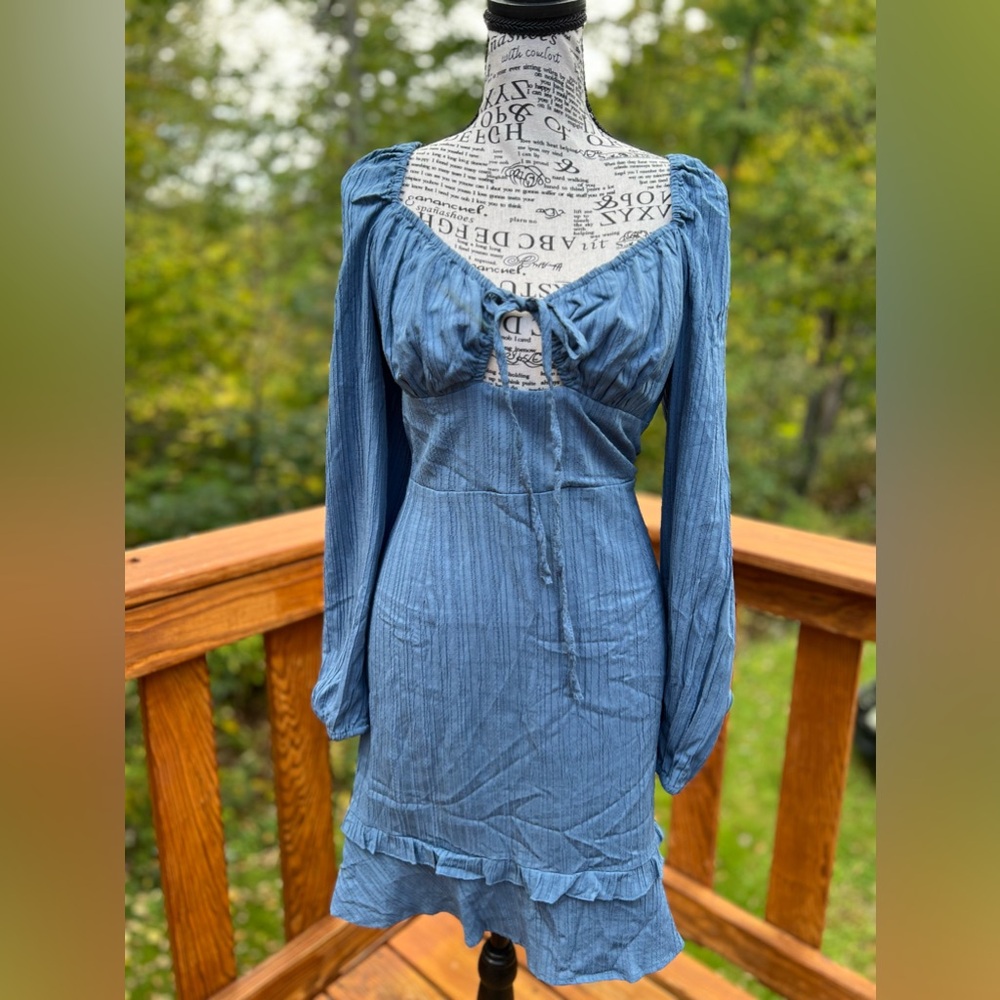 Davina denim blue peasant dress